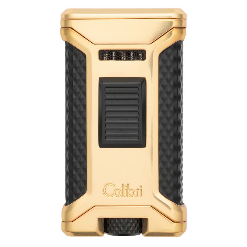 colibri cigarette lighter Julius Double Flame Butane Flint Cigar with Diamond-Pattern Case, Windproof & Refillable, Cigar Enthusiast's Choice with Blue Fuel Window and Adjustable Flame (Gold) : Health & Household nr det er fyldt Colibri Rally Single Jet Flame