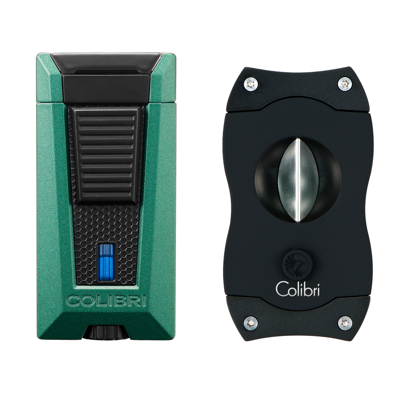 Colibri Stealth + V-Cut set, triple-jet flame lighter with V-Cut.